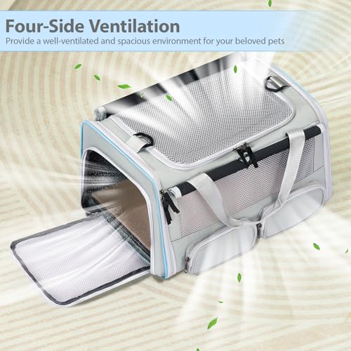 Cat, Dog Carrier for Pets up to 15 lbs, Soft-Sided Collapsible Pet Carrier with Upgraded Sturdy Base, Privacy Curtain and ...