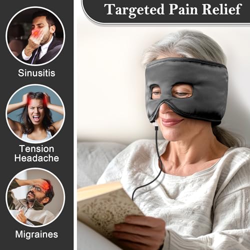 Thermorelief Sinus Mask, Heated Face Mask for Sinus Pressure, Migraine & Headache Relief, USB Corded Face Heating Pad with...