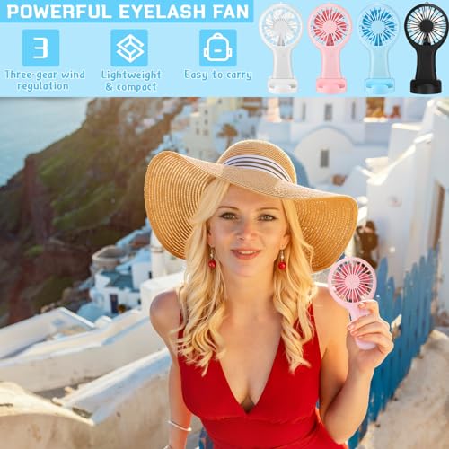 Woanger 12 Pcs Mini Handheld Fan Bulk 3 Speed USB Electric Battery Operated Small Portable Pocket Fan with Data Cable and ...