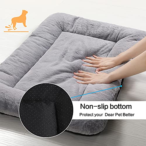 Dog Beds Crate Pad for Medium/Large Dogs Fit Dog Crates,Washable & Anti-Slip Kennel Pad for Dogs Cozy Sleeping Mat,Gray 42...