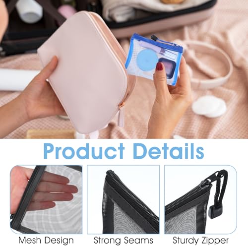 Yuanan 28 Pcs Mini Mesh Zipper Pouch, Visible Small Zipper Pouch, Small Pouches for Purse, Colorful Nylon Makeup Organizer...