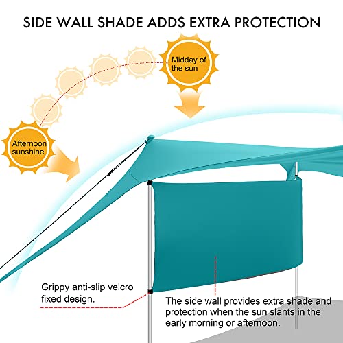 Beach Canopy Tent Shade with Sidewalls 10x10FT, 6.6FT Tall, UPF50+ Sun Shelter, Windproof & Water Resistant, Includes Guyl...