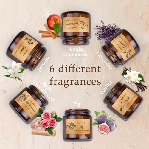 6 Pack Candles for Home Scented, Aromatherapy Jar Candles Gift Set for Women, Long Lasting Burn Soy Wax Candle, Scented Ca...