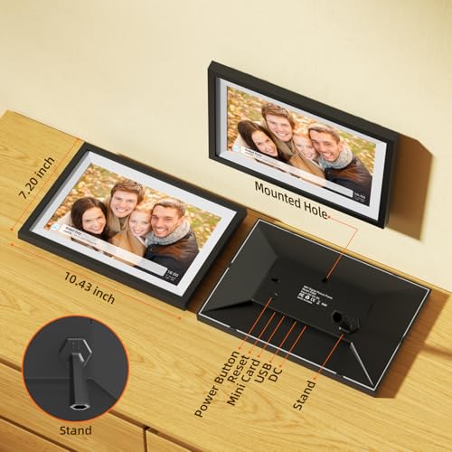 Digital Photo Frame,10.1 Inch Frameo Digital Picture Frame, 1280x800 IPS LCD Touch Screen,Auto-Rotate,16GB, Supports SD Ca...