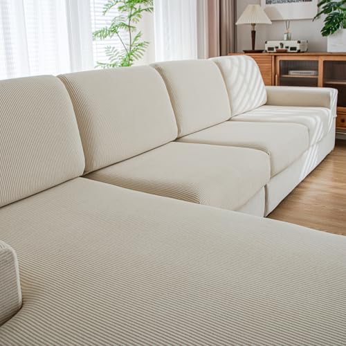 QIANMEW Couch Cushion Covers, Comfort Soft Magic Sofa Covers Washable Stretch Resistant Slipcovers for Sectional and L Sha...