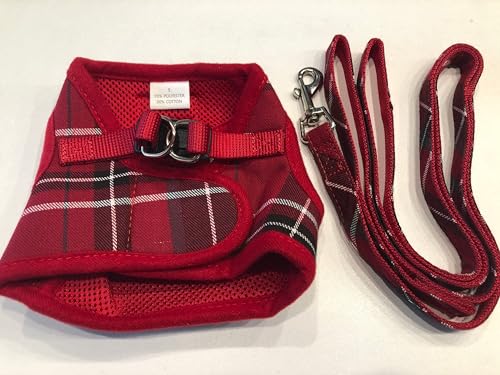 PUPTECK Soft Mesh Dog Harness and Leash Set Step-in Plaid Puppy Padded No Pull Vest Harness for XS Small Medium Sized Dogs...