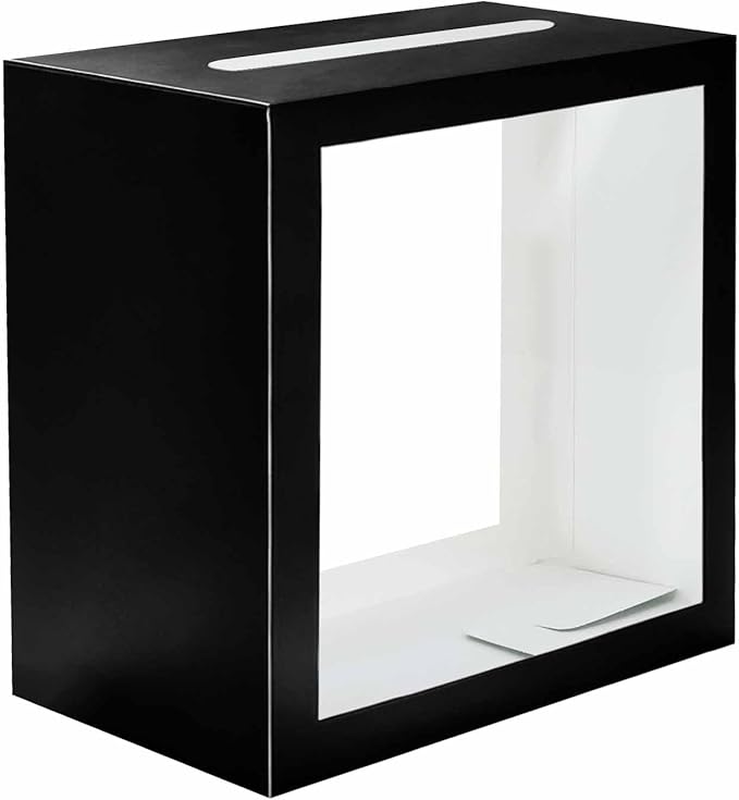SietDESEO Black Card Box for Party with Clear Window Large Gift Card Box Holder for Wedding Reception Birthday Graduation ...