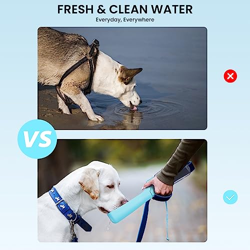 FORWH Portable Dog Water Bottle Dispenser [Leak Proof & Foldable] Dog Travel Water Bottle Bowl Accessories for Puppy Small...
