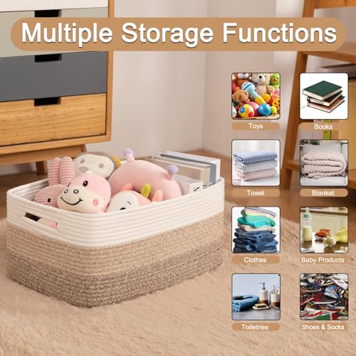 OIASKET Large Storage Basket for Organizing, Woven Rope Basket for Shelves, Closet Organizer Bins for Clothes, Blanket, To...