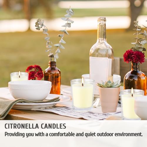 Set of 20 x 2.0 oz Votive Citronella Candles in Glass Cup Decorative Candle Yellow Citronella Tea Lights Indoor Outdoor Pa...