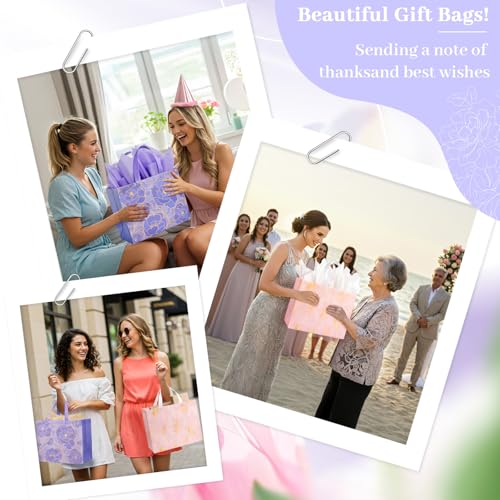 YANGTE 2 Pack 13" Large Beautiful Gift Bags Set with Greeting Card and Tissue Paper, Reusable Non-Woven Gift Wrap Bags wit...