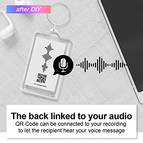 I Love You Sound Wave Keychain with QR Code Link to Recording | DIY Photo Text | Clear Acrylic Key Chain Insert Photo Fram...