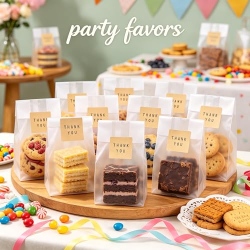 LOKQING Cellophane Treat Bags Cookie bags for Packaging Clear Gift Bag with Stickers for Cookies,Candy,Chocolates,Mothers ...