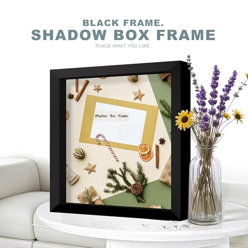 Picrit Shadow Box Frame 12x12, Display Case Box with High Definition Real Glass and Black Back for Memorabilia, Baby Item...