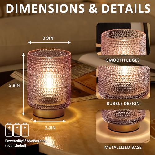 Battery Operated Decorative Lamp with Timer, Small Cozy Ambience Lamps for Shelf/Bedside/Table Decor, Cordless Table Lamp ...