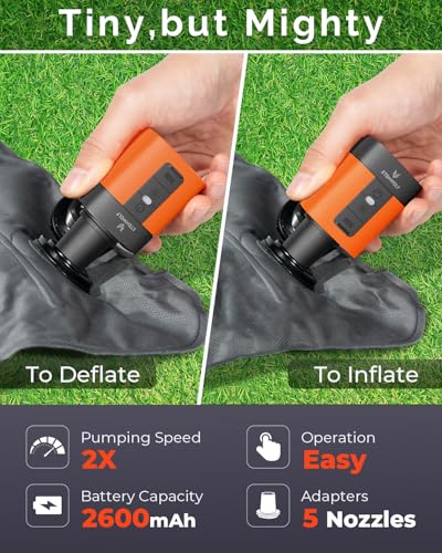 ETENWOLF AIR 3 Air Pump for Inflatables with 2600 mAh Battery & Camping Light, Ultra-Fast and Mini Electric Air Pump, Infl...