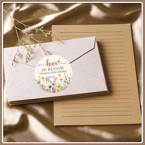 120 x Love in Bloom Wedding Stickers, Round Floral Labels, Bridal Shower Favor Stickers, Wedding Return Gift Stickers for ...