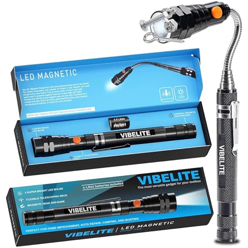 VIBELITE Extendable Magnetic Flashlight with Telescoping Magnet Pickup Tool-Cool Gadget Gifts for Men, Women, Him, Teen Bo...