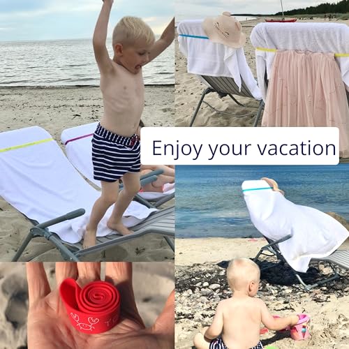 Towel Bands (6-Pack), Beach Pool & Cruise Chairs, Extra Durable, No Snapping, Cruise Ship & Beach Essentials, Great Altern...