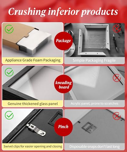 MUXIUNT 8x10 Shadow Box Picture Frame Display Case with Real Glass Panel and Soft Linen Back,Black Deep Shadow Memory Box ...