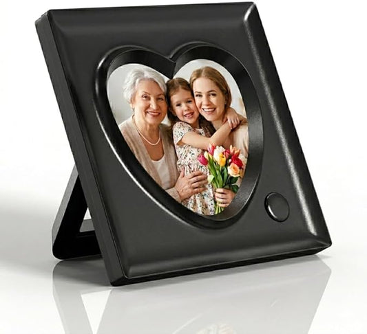 KWANWA Recordable Picture Frame – 20-Second Voice Recording, 3.9x3.9 Heart Shape Photo Frame, Personalized Keepsake for Lo...