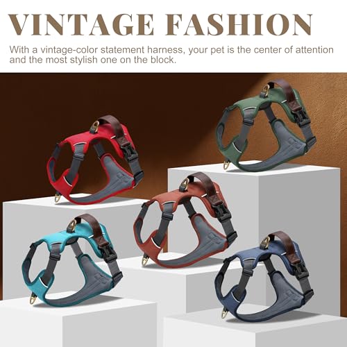 Didog No Pull Dog Harness Small Sized Dog,Classic PU Leather Vest for Small Dogs with Easy Control Handle,No Choke Front C...