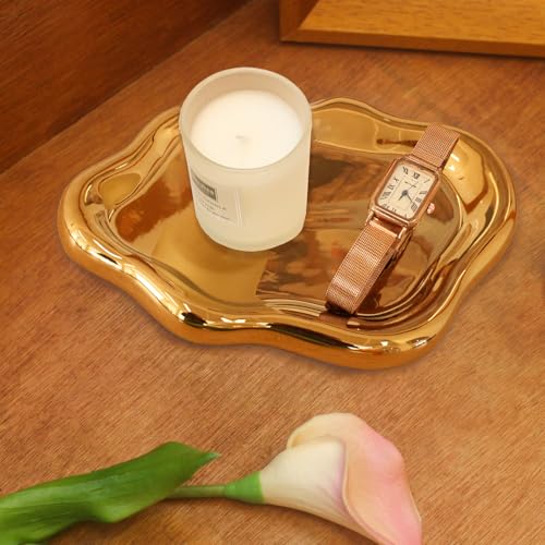 CCINPPY Ceramic Jewelry Tray Trinket Dish, Decorative Cloud Vanity Key Tray for Women, Ring Holder Dish, Cute Jewelry Plat...