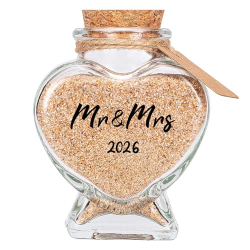 TUNGURIS Mr&Mrs 2026 Sand Keepsake Jar, Bridal Shower, Wedding, Engagement, Honeymoon, Travel Gift for Couples, Newlywed, ...