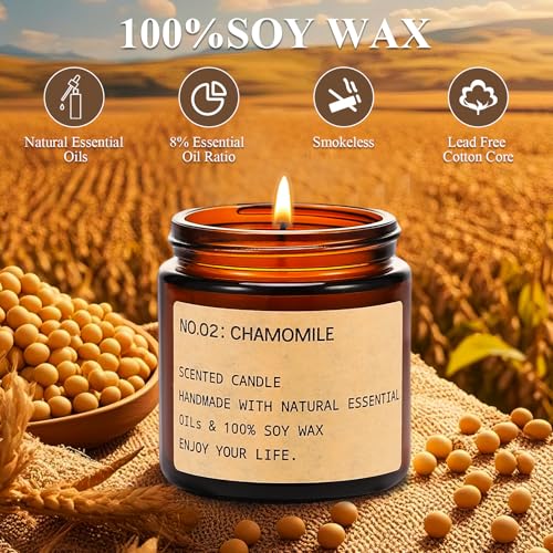 Candles for Home Scented, 150 Hours of Burning Time Aromatherapy Candle, 6 Pack Natural Soy Candle Set, Scented Candles Ve...