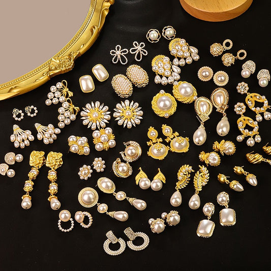 Vintage Pearl Earrings For Women French Retro Style Stud Earrings Korean Elegant Luxury Jewelry