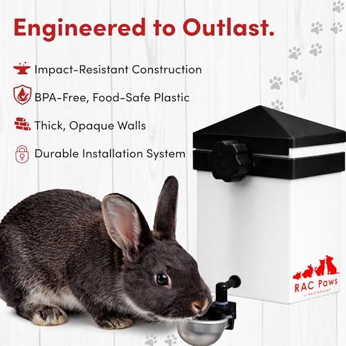 RentACoop No-Drip 64oz (2 Liter) Small Animal Drinking Bottle with Auto-Fill Metal Cup for Small Pet/Bunny/Ferret/Hamster/...