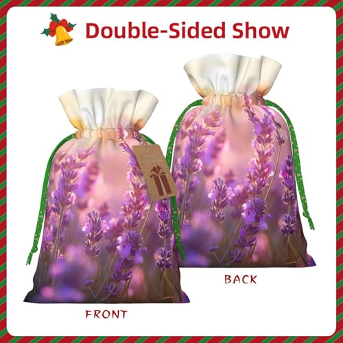 WXYBMDP Colored Flowers Print Christmas Drawstring Bags Xmas Candy Bags Reusable Party Gifts Wrapping Bags
