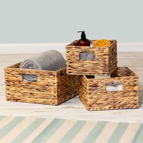 Honey-Can-Do Banana Leaf Storage Baskets –Water Hyacinth Woven Basket, Decorative Baskets for Shelves, Basket for Gifts, C...