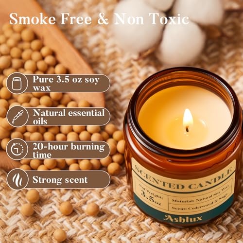 Ashlux 4 Pack Scented Candles as Candle Gift Set, Candle Set for Women, Long Lasting Soy Wax Amber Jar Aromatherapy Candle...