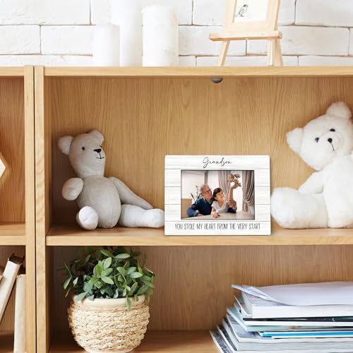 Foyoulame Grandson Gifts Picture Frame 4x6, Grandparents Wooden Picture Frame, Christmas Birthday Gifts for Grandpa Grandm...