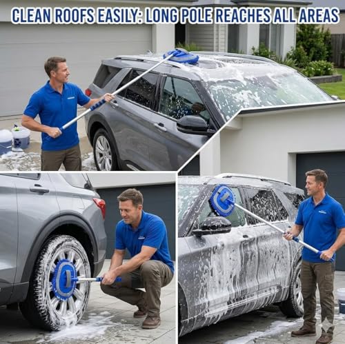 Wontolf 62'' Car Wash Brush Kit with Long Handle, Chenille Microfiber Car Wash Mop Mitt Scratch-Free Car Detailing Cleanin...