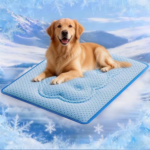 Dog Cooling Mat, Thick Cooling Mat for Extra Large Dogs with PCM & Thermochromic Tech, Dual-Sided Durable Waterproof Cool ...