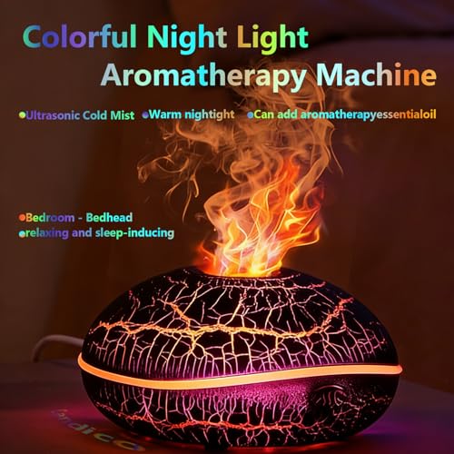 Candico 3-in-1 Aromatherapy Diffuser & Humidifier, 250ML Ultrasonic Aroma Essential Oil Diffuser with 7-Color Flame Night ...
