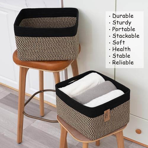COMFY-HOMI 3PACK Cotton Rope Square Basket with Handles for Shelves|Dog Toy Bin and Storage|Baby Gift|Shoe Organizer|New 1...