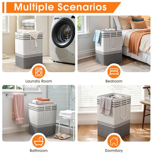 EpicTotes 2 Pack Large Laundry Baskets, Laundry Hampers, Freestanding Waterproof Collapsible Clothes Bags with Reinforced ...