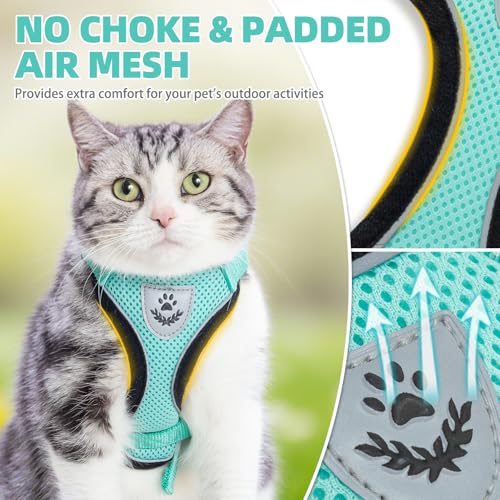 PUPTECK Cat Harness and Leash Set Escape Proof Reflective Cat Walking Harness Adjustable Soft Breathable Mesh Vest for Sma...
