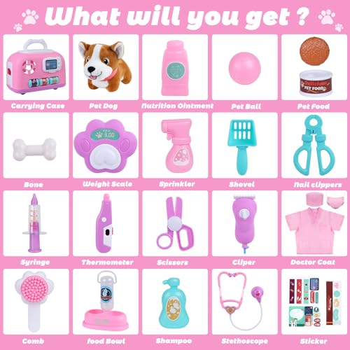 Gifts2U Pet Care Cage Play Set, Vet Clinic and Doctor Kit for Kids with Dress Up Costume, Doctor Medical Pretend Role Play...