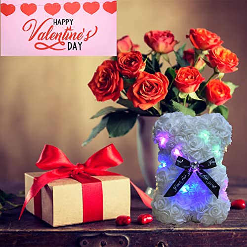 EALEBE Artificial Rose Flower Bear,Perfect Romantic Gift for Her, Valentine's Mother's Day, Christmas, Birthday,Thanksgivi...