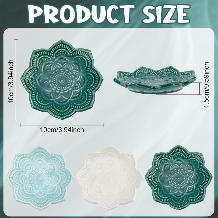 Jewelry Dish Tray Ring Dish Ceramic Tray Mandala Flower Shape Trinket Plate Jewelry Organizer Dish