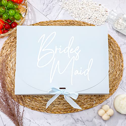 Marspark 8 Pack Blue Bridesmaid Proposal Gift Boxes with Ribbon 7.87 x 10.6 Inch Will You Be My Maid of Honor Bridesmaid B...