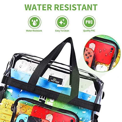 MAY TREE Clear Bag for Stadium Events, 12×5.5×12 Clear Tote Lunch Bag with Non-detachable Reinforced Straps for Work, Spor...