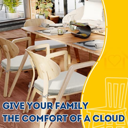 AAAAAcessories D-Shaped Chair Cushions, 2" Thick Dining Chair Pads with Ties and Removable, Machine-Washable Cover, 17" x ...