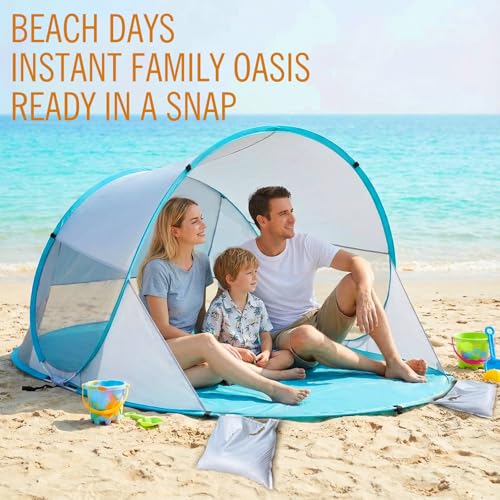 Chihee Pop Up Beach Tent for 1-2 Person Instant Automatic Sun Shelter with UV Protection Silver Coated Fabric Breathable M...