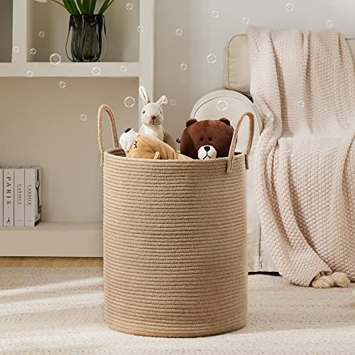 Jute Rope Laundry Hamper Basket by YOUDENOVA, 58L Tall Laundry Basket, Baby Nursery Hamper for Blanket Storage for Bedroo...