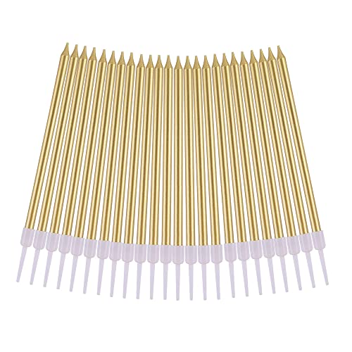 PHD CAKE Gold Long Thin Metallic Birthday Candles, Cake Candles, Birthday Parties, Wedding Decorations, Party Candles, Cak...